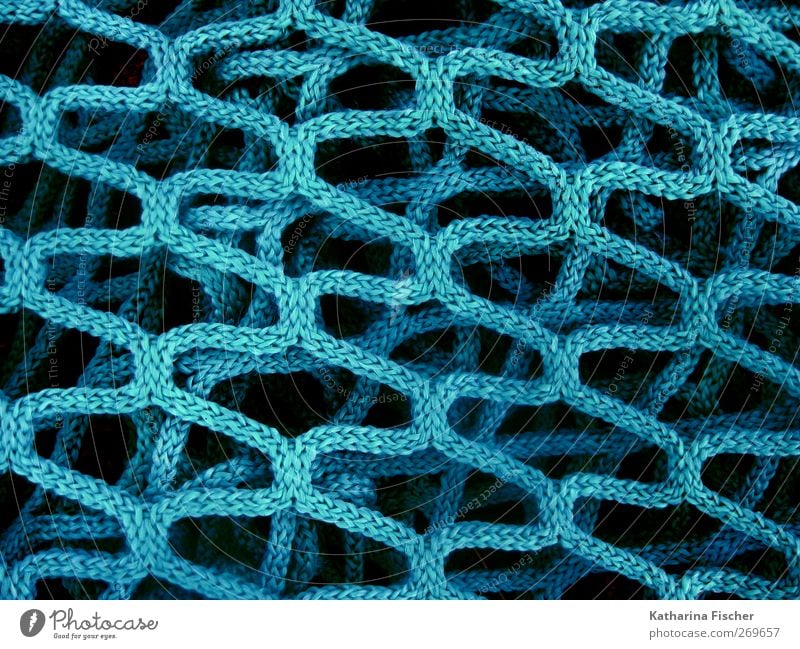 Netzwerk II Knoten blau türkis verbinden fangen festhalten Seil Strukturen & Formen graphisch fischen Makroaufnahme Angeln Fangnetz Fischereiwirtschaft Sport