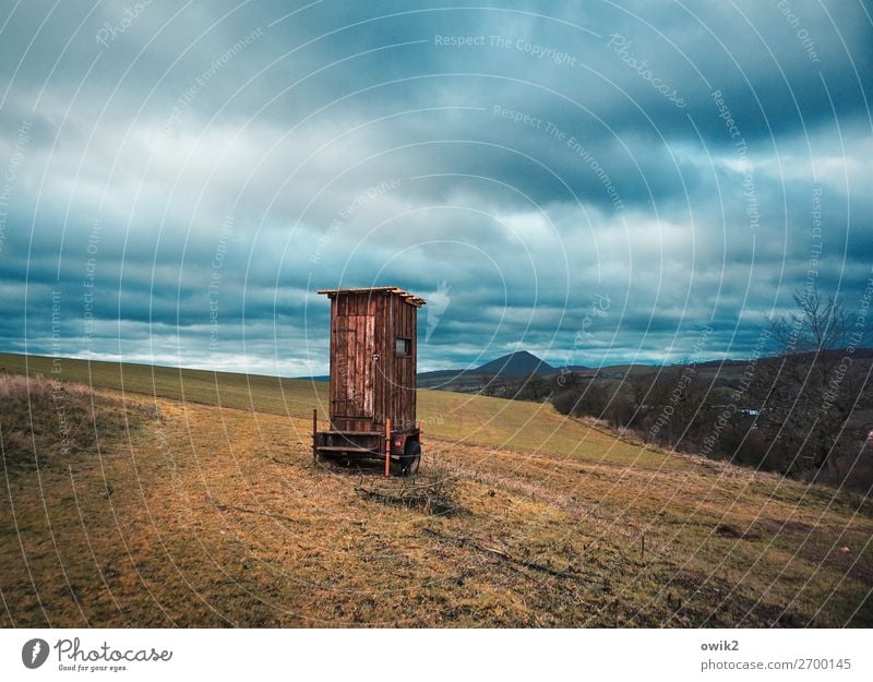 Mobile Schutzhütte Umwelt Natur Landschaft Wolken Horizont Sträucher Feld Wald Sangerhausen Sachsen-Anhalt Hütte Kabine Wege & Pfade stehen Einsamkeit