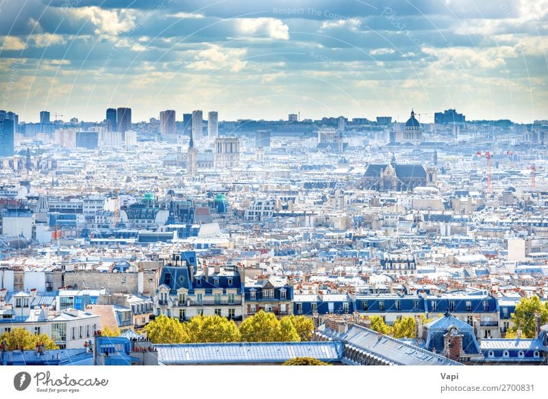 Panorama-Stadt Paris vom Montmartre aus schön Ferien & Urlaub & Reisen Tourismus Ausflug Abenteuer Ferne Sightseeing Städtereise Sommer Sommerurlaub Sonne Haus