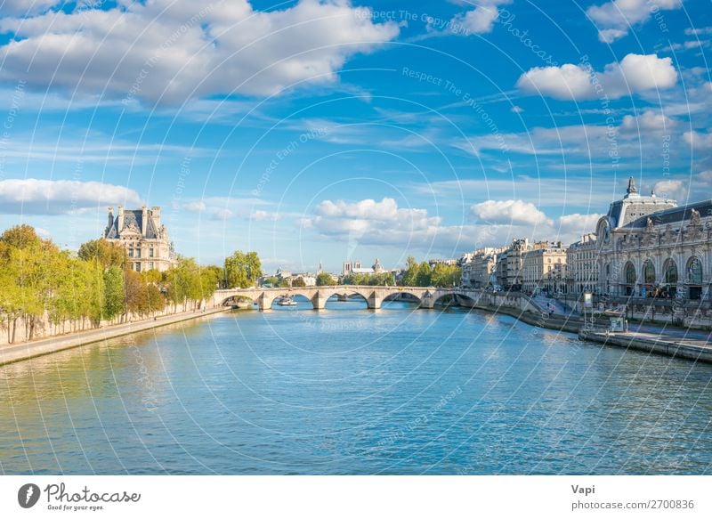 Pariser Stadtlandschaft mit Blick auf die Seine schön Ferien & Urlaub & Reisen Tourismus Ausflug Sightseeing Städtereise Sommer Sommerurlaub Natur Landschaft