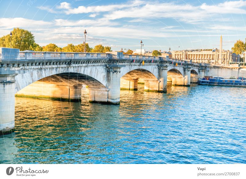 Brücke über die Seine Ferien & Urlaub & Reisen Tourismus Ausflug Sightseeing Städtereise Sommerurlaub Umwelt Landschaft Wasser Himmel Wolken Sonnenaufgang