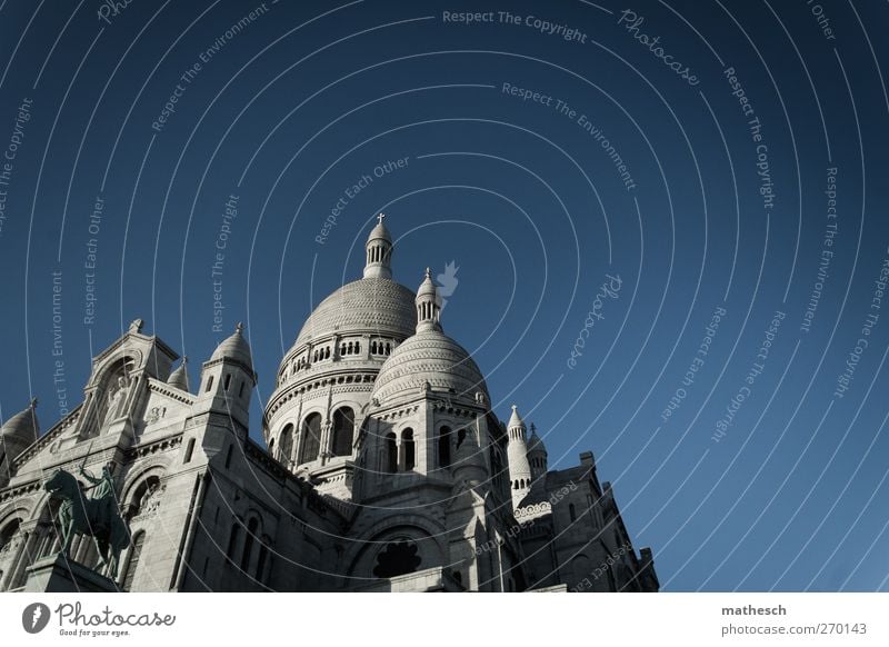 paris Architektur Paris Frankreich Europa Hauptstadt Kirche Dom Bauwerk Gebäude Sehenswürdigkeit Sacré-Coeur Montmartre alt elegant blau weiß Farbfoto