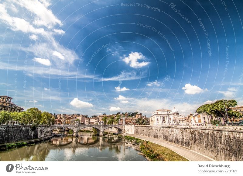 Rom/Tiber Ferien & Urlaub & Reisen Sightseeing Städtereise Sommerurlaub Himmel Wolken Schönes Wetter Hauptstadt Sehenswürdigkeit blau Brücke alt antik Mauer