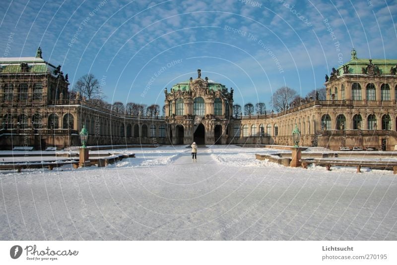 Zwinger Dresden Himmel Winter Schönes Wetter Schnee Altokumulus floccus Sachsen Deutschland Europa Stadtzentrum Altstadt Menschenleer Bauwerk Architektur