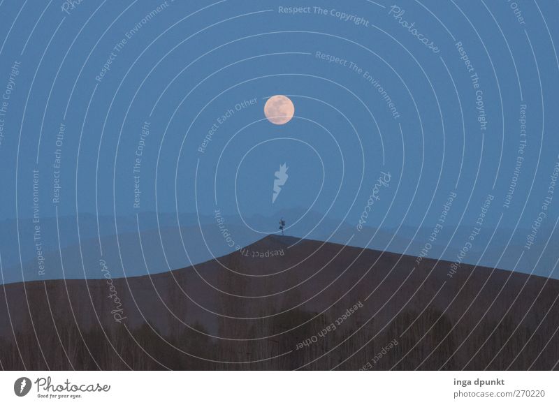 Wüstenmond Umwelt Natur Landschaft Pflanze Urelemente Erde Sand Nachthimmel Horizont Mond Vollmond Düne dunhuang China Gangsu Asien dunkel gruselig trocken