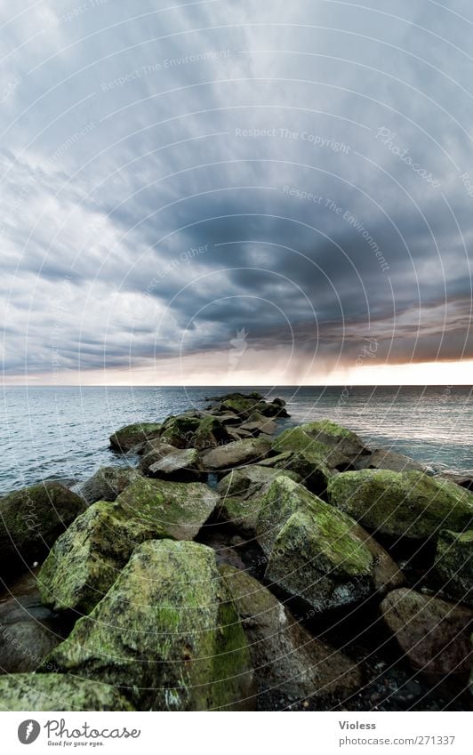 Hiddensee | the rock.... Natur Landschaft Himmel Wolken Gewitterwolken Wetter Küste Ostsee Meer bedrohlich Stein Farbfoto Außenaufnahme Weitwinkel