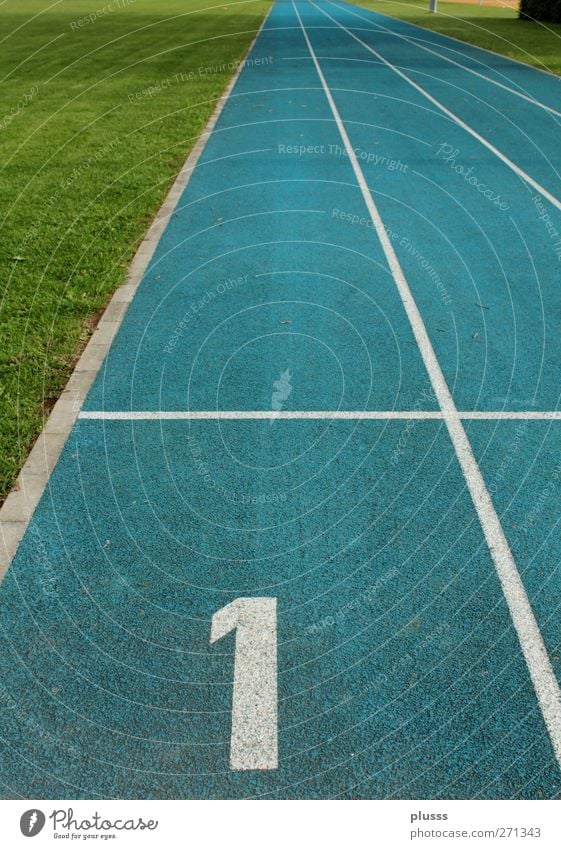 Bahn 1 Sport Fitness Sport-Training Leichtathletik Sportveranstaltung Erfolg Joggen Sportstätten Rennbahn springen Flugzeugstart Startblock Beginn Abheben