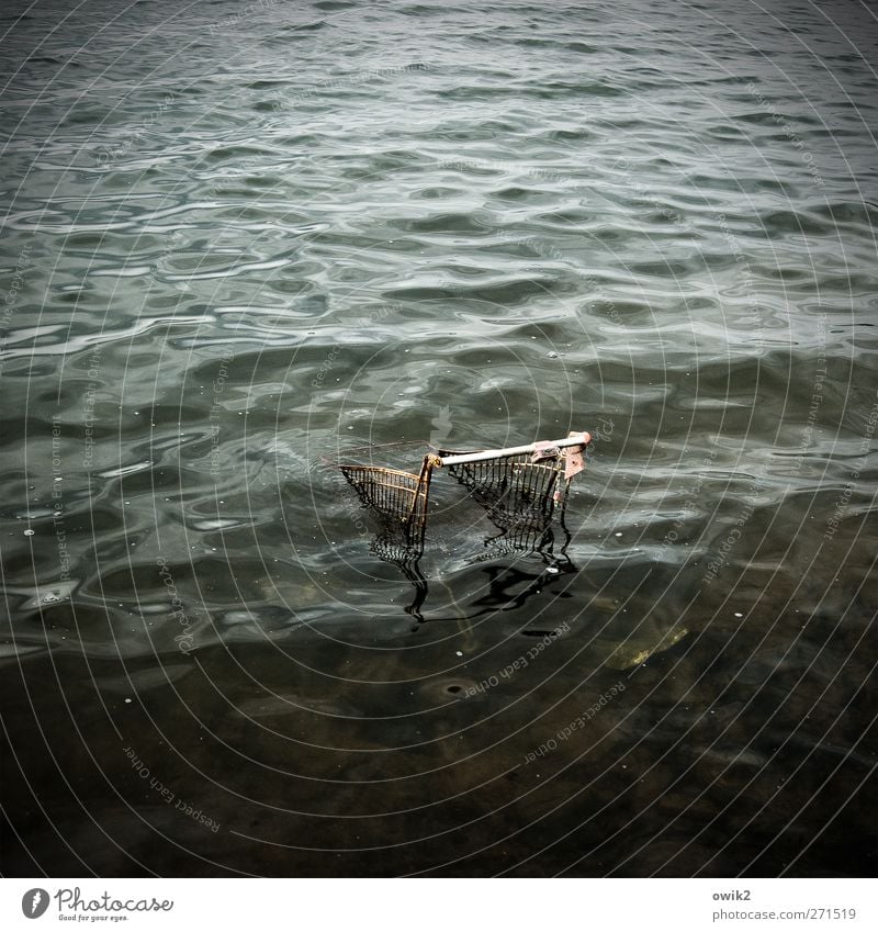 Danke für Ihren Einkauf Umwelt Natur Wasser Wellen See Einkaufswagen Metall alt dunkel verrückt Wut Ärger Frustration Aggression Gewalt Hass Einsamkeit