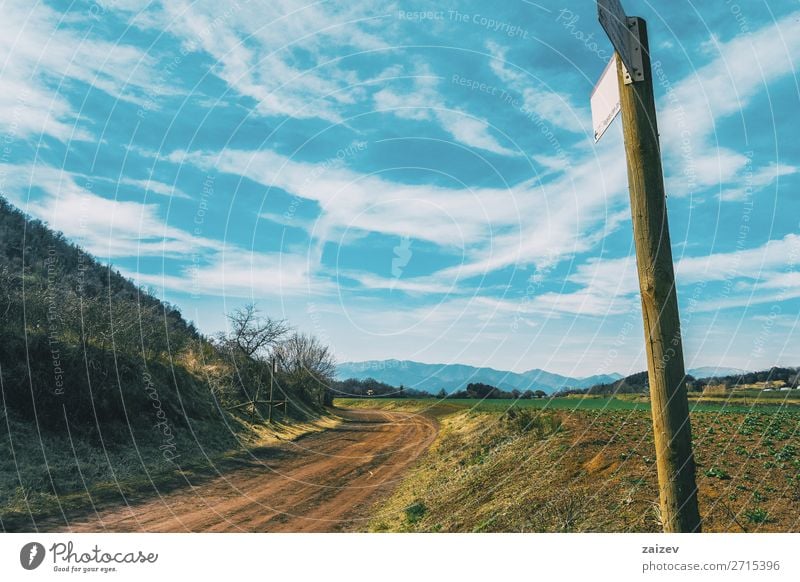 Eine sonnige ländliche Landschaft Ferien & Urlaub & Reisen Ausflug Berge u. Gebirge wandern Umwelt Natur Himmel Wolken Gras Sträucher Wiese Feld Straße