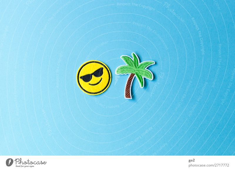 Urlaubszeit Ferien & Urlaub & Reisen Tourismus Ferne Freiheit Sommer Sommerurlaub Strand Meer Insel Palme Sonnenbrille Zeichen Smiley Fröhlichkeit Freude Glück