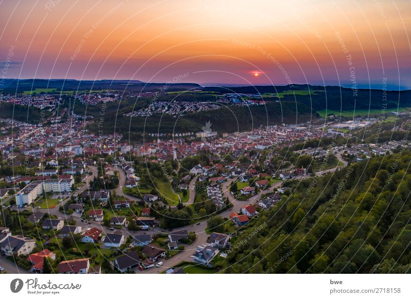 Sunset Swabian Alb Umwelt Natur Landschaft Himmel Sonne Sonnenaufgang Sonnenuntergang Sommer Schönes Wetter Albstadt Deutschland Dorf Stadt Stadtrand bevölkert