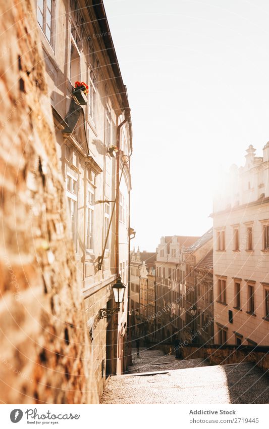 Helles Sonnenlicht in der Altstadt Großstadt Architektur Straße Tourismus hell ruhig Morgen Tradition romantisch Dunst Außenseite Skyline Strukturen & Formen