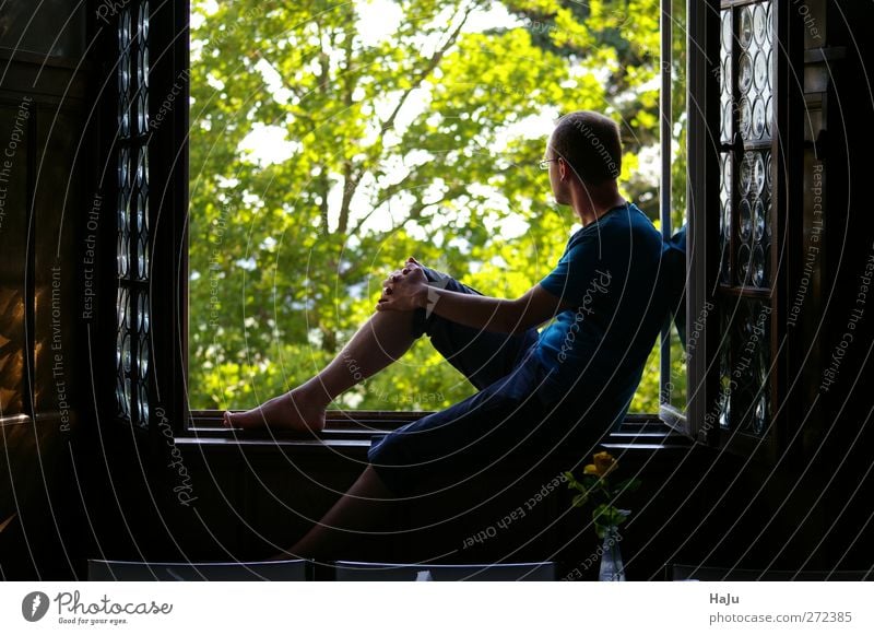 Sehnsucht Ferien & Urlaub & Reisen Ferne Mensch maskulin Junger Mann Jugendliche 1 18-30 Jahre Erwachsene Natur Sommer Unendlichkeit grün Gefühle Stimmung