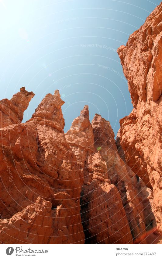 Rot Blau Natur Himmel Klima Schönes Wetter Felsen Schlucht Wüste Price Canyon Utah USA Amerika hell Wärme blau rot authentisch Macht Stolz Fluss