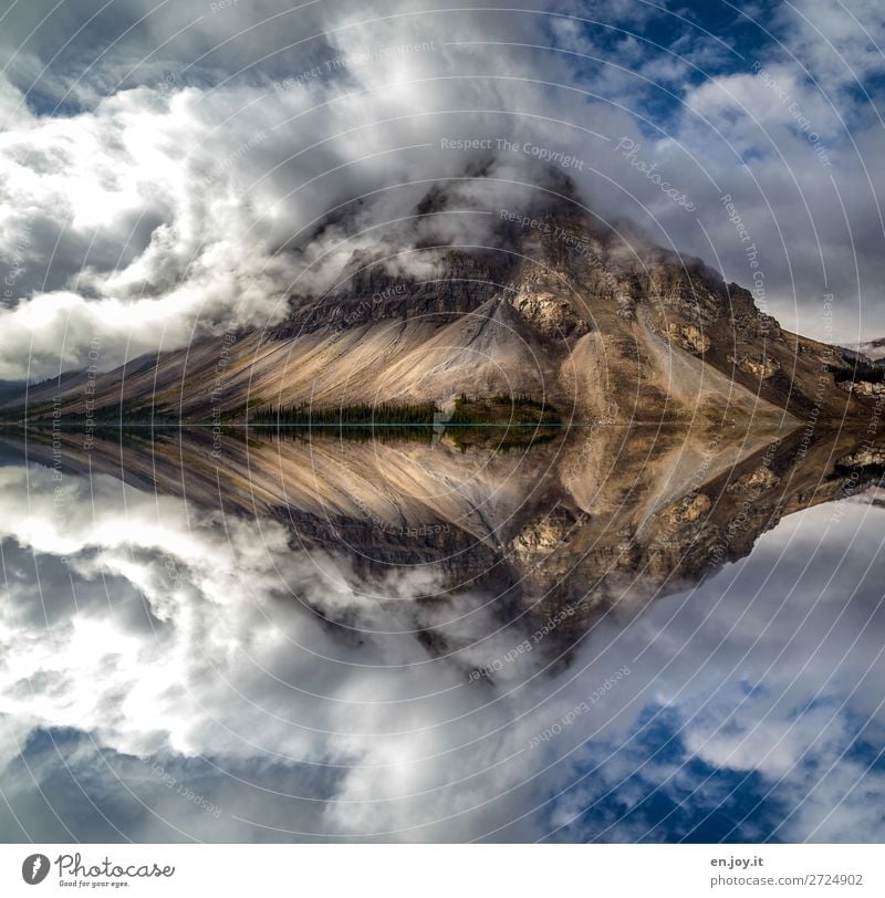 mal zwei Ferien & Urlaub & Reisen Natur Landschaft Himmel Wolken Sonnenlicht Klima Klimawandel Wetter Felsen Berge u. Gebirge Crowfoot Mountain Gipfel See