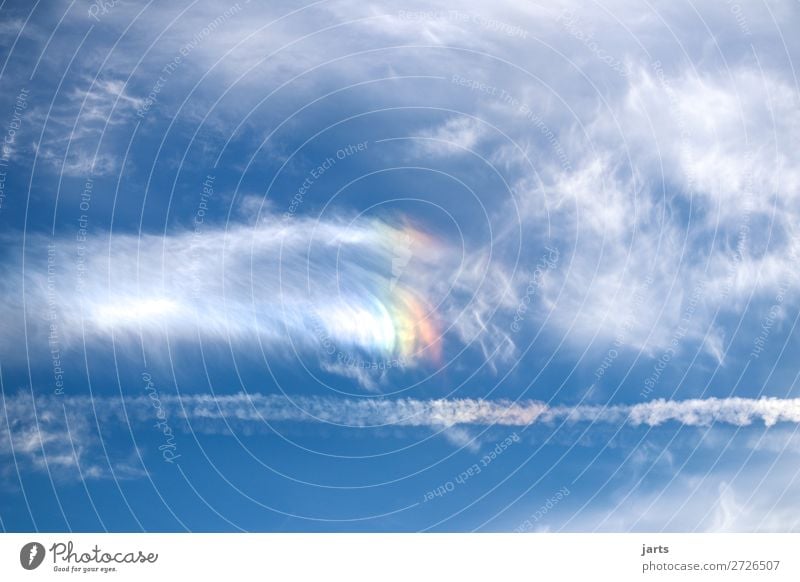 intothesky Himmel Wolken schlechtes Wetter natürlich positiv schön blau Natur Regenbogen Farbfoto Außenaufnahme Menschenleer Textfreiraum links