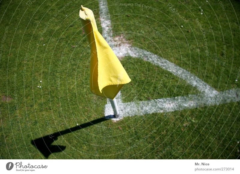 dreieckeneinelfer Sport Ballsport Sportstätten Fußballplatz Stadion Gras gelb Bolzplatz Schatten Linie Freizeit & Hobby Schiedsrichter Windstille Seitenlinie