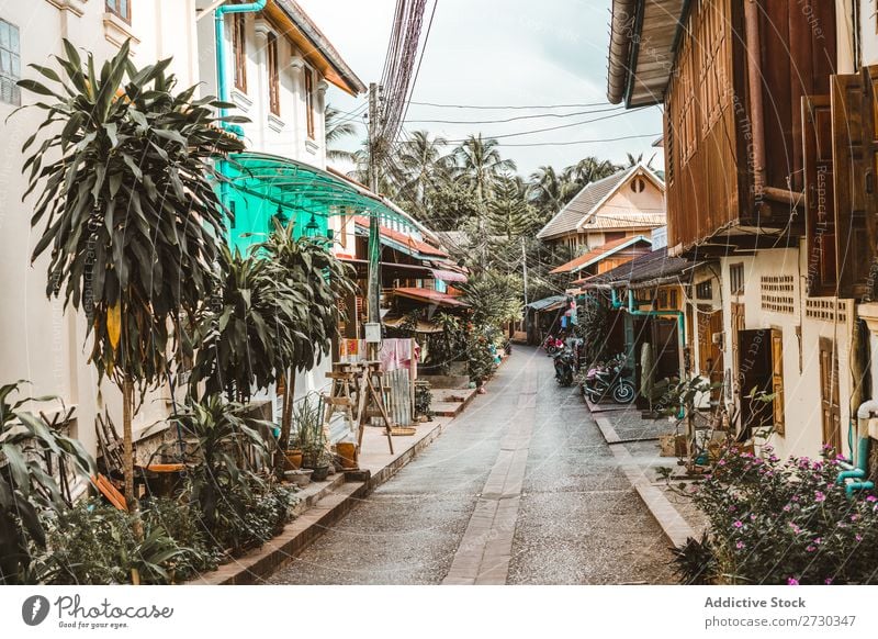 Schmale Straße mit kleinen Häusern schmal Haus Stadt Architektur Perspektive Ferien & Urlaub & Reisen asiatisch Großstadt alt Gasse Tradition Tourismus