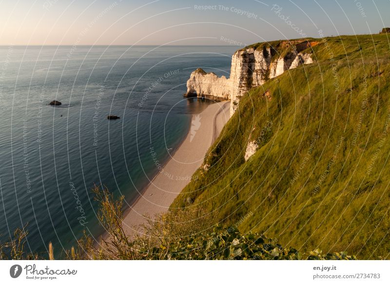 Weite Ferien & Urlaub & Reisen Ausflug Ferne Sommer Sommerurlaub Strand Meer Natur Landschaft Himmel Wolkenloser Himmel Horizont Sonnenaufgang Sonnenuntergang