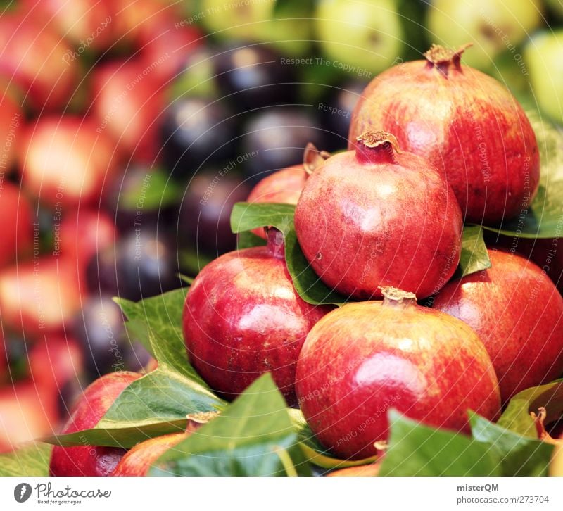 Rotstabler. Lebensmittel ästhetisch Zufriedenheit Auswahl Granatapfel Markt Markttag Marktplatz Marktstand Markthändler Stapel Gesunde Ernährung vitaminreich