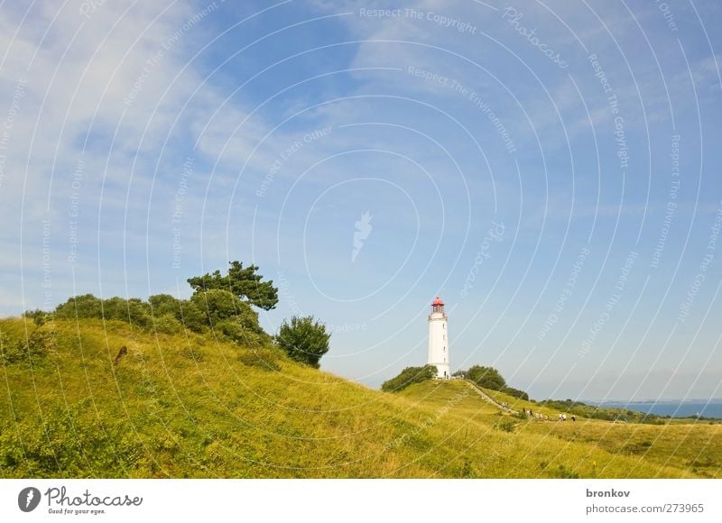 Großer Leuchtturm 002, Hiddensee Landschaft Sommer Schönes Wetter Hügel Küste Ostsee Menschenleer Wahrzeichen Schifffahrt entdecken Erholung fest blau grün