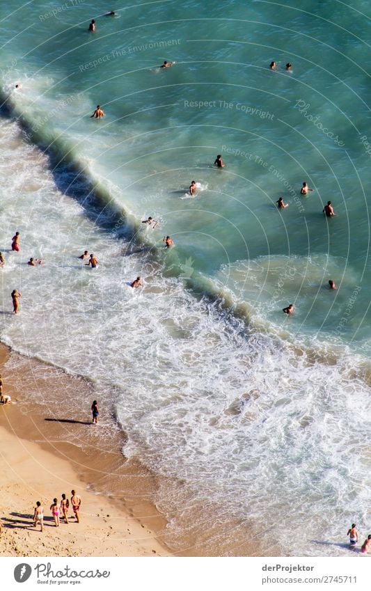 Baden am Strand von Nazaré I Strandleben Ausflug Herausforderung Freizeit & Hobby Badestelle wasser liebend Meeresstrand Erholung Schwimmen & Baden an der Küste