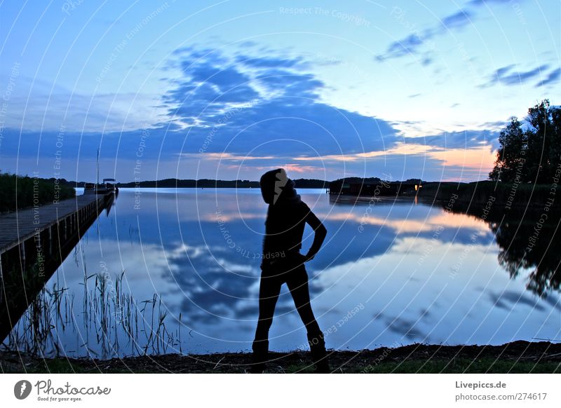 ...ich stehe hier Mensch feminin Junge Frau Jugendliche Erwachsene Körper 1 Natur Landschaft Wasser Himmel Wolken Sonnenaufgang Sonnenuntergang Pflanze Baum