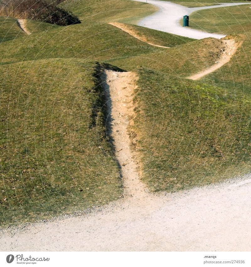 Wege & Pfade Natur Landschaft Schönes Wetter Gras Wiese Hügel Zeichen außergewöhnlich einzigartig Beginn Zukunft Orientierung Farbfoto Außenaufnahme