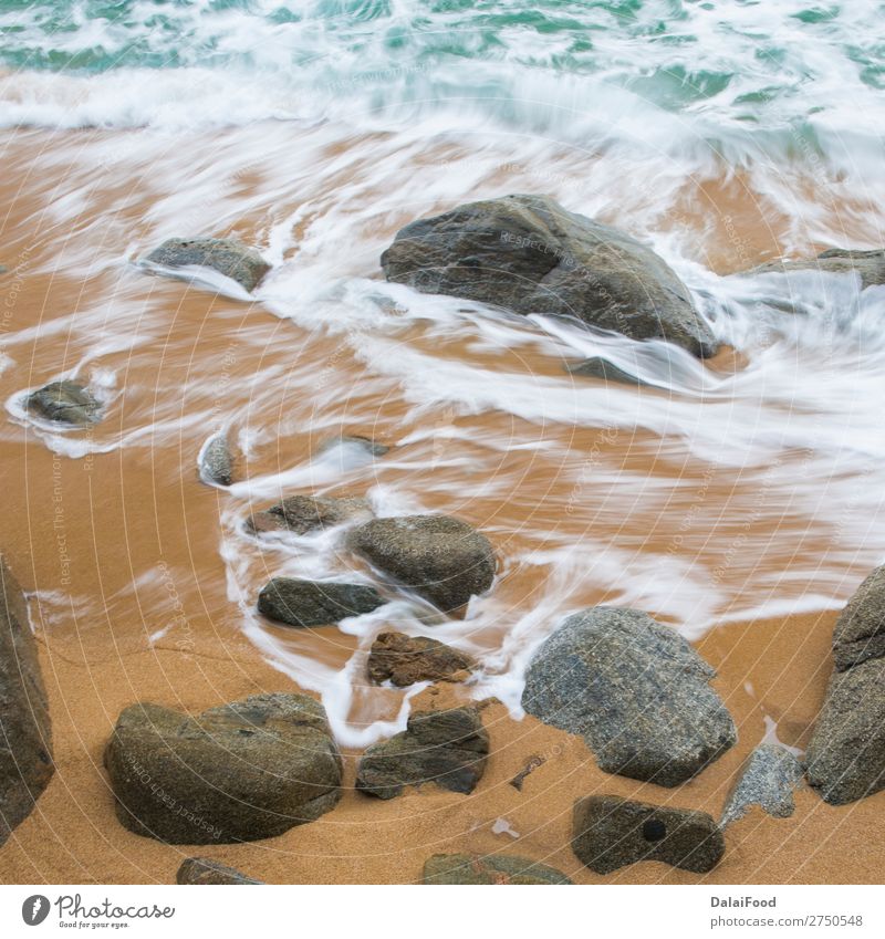 zerklüftete Küstenlinie an einem bedeckten Morgen. schön Ferien & Urlaub & Reisen Strand Meer Umwelt Natur Landschaft Sand Wasser Himmel Wolken Horizont Wetter