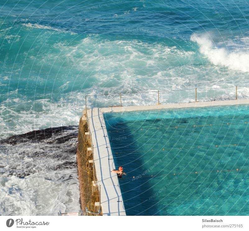 Swimming Pool Schwimmen & Baden Ferien & Urlaub & Reisen Tourismus Sommer Sommerurlaub Meer Wellen Schwimmbad 1 Mensch Wasser Küste blau Leben Farbfoto