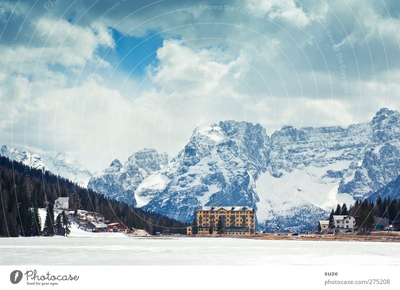 Misurina See Ferien & Urlaub & Reisen Tourismus Ausflug Berge u. Gebirge wandern Umwelt Natur Landschaft Himmel Wolken Schönes Wetter Eis Frost Wald Felsen