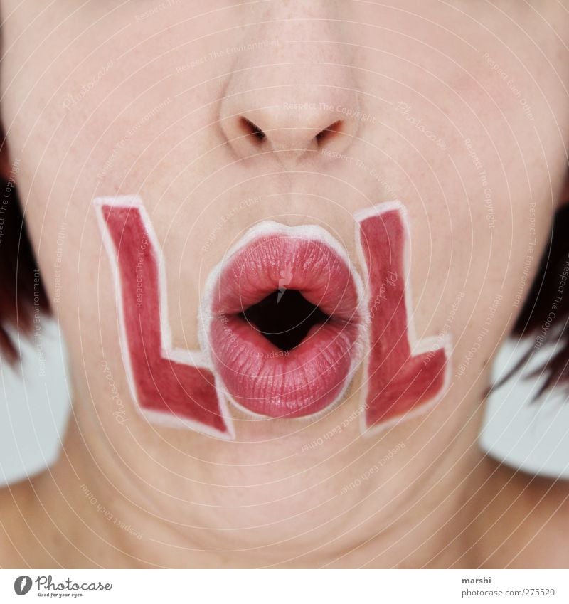 Laughing out Loud Stil Mensch feminin Junge Frau Jugendliche Erwachsene Haut Nase Mund Lippen 1 Gefühle Stimmung Freude Glück Fröhlichkeit lachen Buchstaben