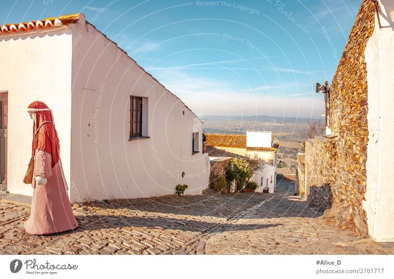 Mittelalterliches Dorf Monsaraz im Alentejo Portugal Ferien & Urlaub & Reisen Tourismus Europa Kleinstadt Altstadt Haus Architektur Mauer Wand Fassade