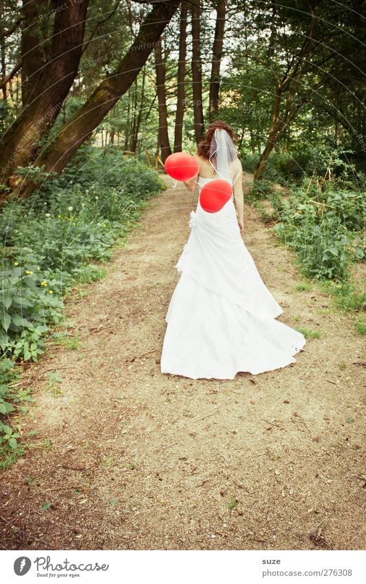 Doppelherz schön Sommer Feste & Feiern Hochzeit Mensch feminin Frau Erwachsene 1 18-30 Jahre Jugendliche Umwelt Natur Landschaft Schönes Wetter Baum Park Wald