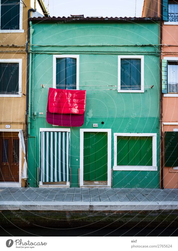 Burano 05 Ferien & Urlaub & Reisen Tourismus Ausflug Sightseeing Städtereise Insel Haus Meer Adria Italien Europa Dorf Fischerdorf Einfamilienhaus Gebäude Mauer