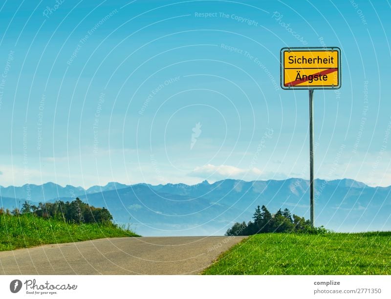 Sicherheit - Ängste Umwelt Natur Landschaft Himmel Wolken Horizont Sonne Wetter Schönes Wetter Pflanze Wiese Feld Alpen Berge u. Gebirge Verkehr Straßenverkehr