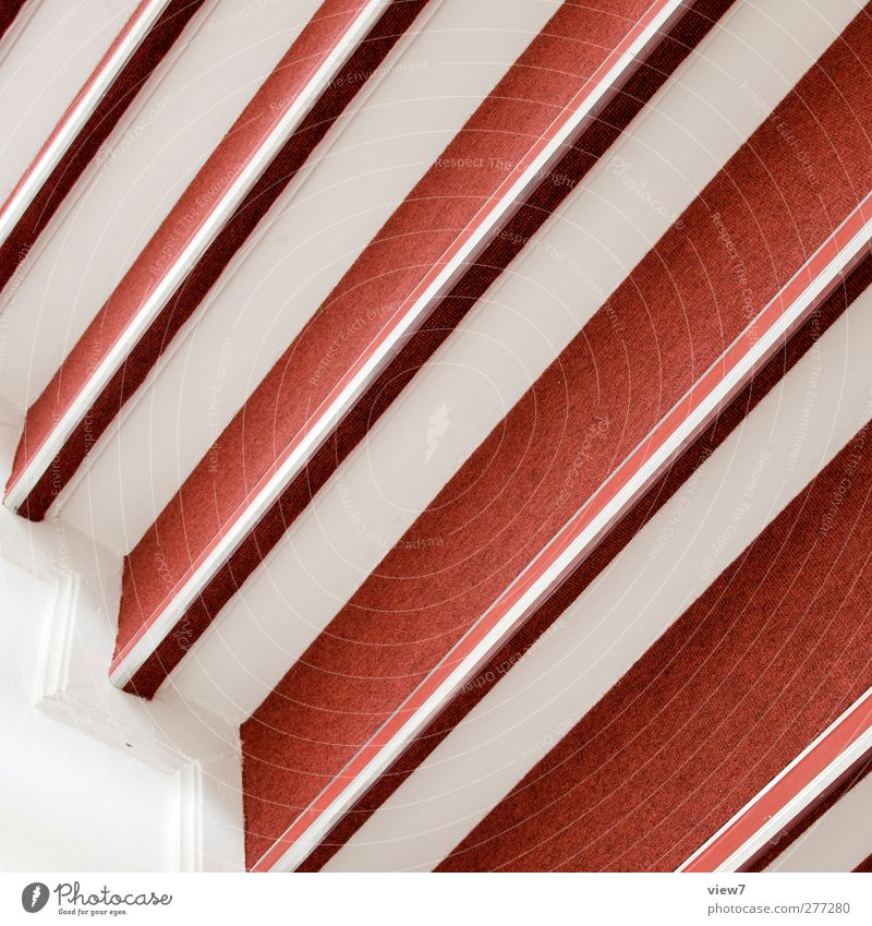 aufwärts einrichten Innenarchitektur Mauer Wand Treppe Linie Streifen authentisch frisch modern neu positiv Klischee rot Beginn ästhetisch elegant Farbe Ordnung