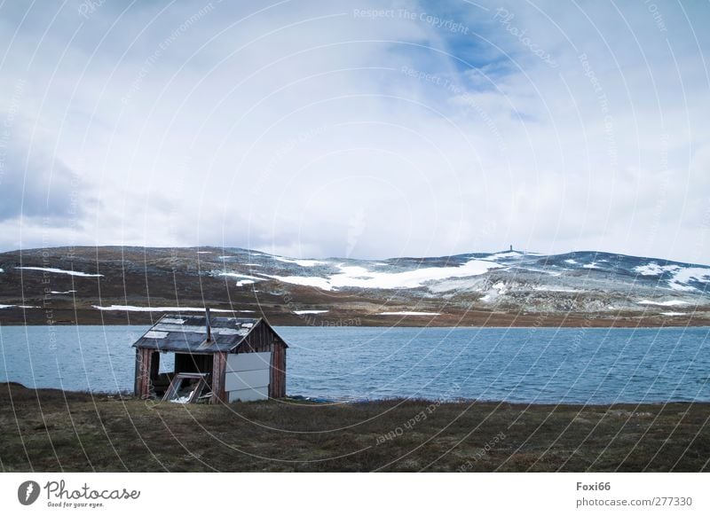 unbekannt verzogen.... Landschaft Wasser Himmel Wolken Frühling Nebel Eis Frost Schnee Berge u. Gebirge Schneebedeckte Gipfel Menschenleer Stein Holz Ferne kalt