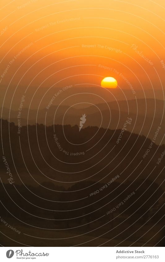 Hügel bei Sonnenuntergang Berge u. Gebirge Silhouette Natur Dunst romantisch Aussicht Landschaft Himmel (Jenseits) Sonnenlicht ruhig Düne Morgen Umwelt