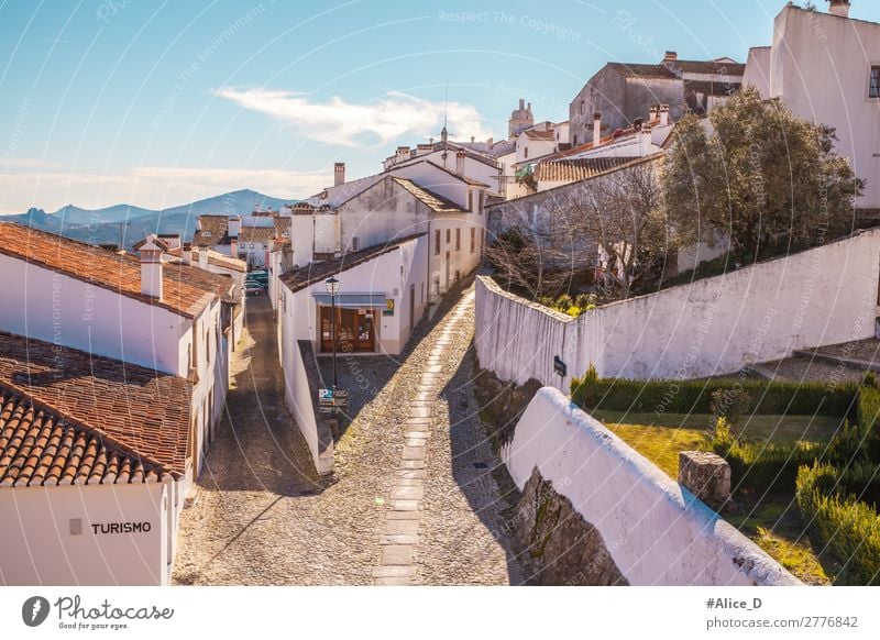 Mittelalterliches Dorf Marvao in Alentejo Portugal Ferien & Urlaub & Reisen Tourismus Europa Kleinstadt Altstadt Haus Architektur Mauer Wand Terrasse Dach