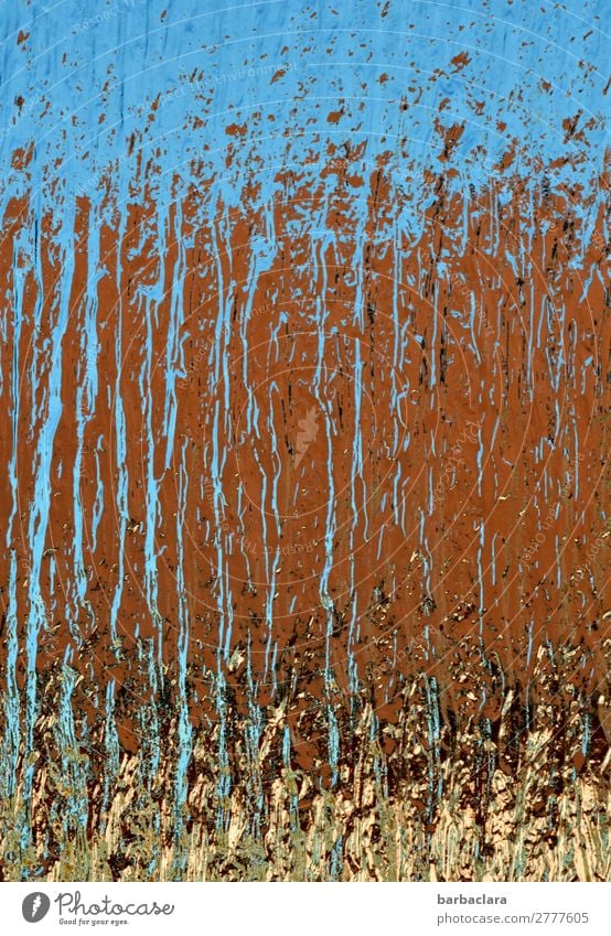 Alles ist im Fluss... Fenster Tür Glas Linie leuchten außergewöhnlich blau braun gold Bewegung bizarr Farbe Kunst Sinnesorgane Vergänglichkeit