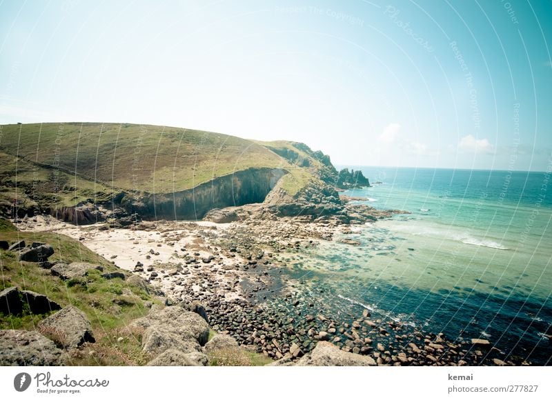 Nanjizal Beach Ferien & Urlaub & Reisen Tourismus Ausflug Freiheit Sommerurlaub England Umwelt Natur Landschaft Wasser Himmel Wolken Sonne Sonnenlicht