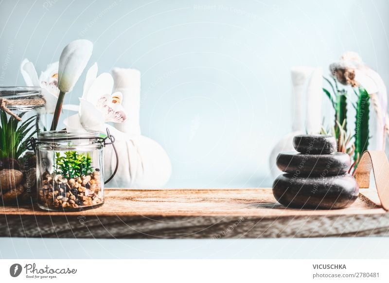 Wellness Set Lifestyle Design schön Körperpflege Kosmetik Gesundheit Behandlung Alternativmedizin Erholung Spa Massage Wohnzimmer Stil Hintergrundbild Zen