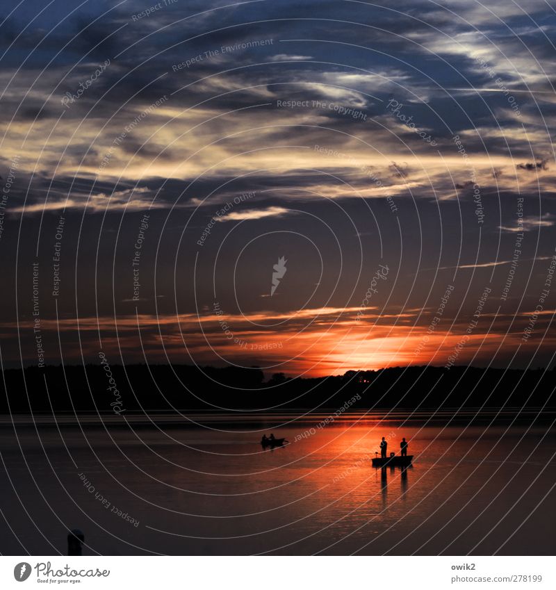 Nachtangler Mensch Umwelt Natur Landschaft Luft Wasser Himmel Wolken Horizont Klima Wetter Schönes Wetter See Erholung genießen leuchten warten dunkel