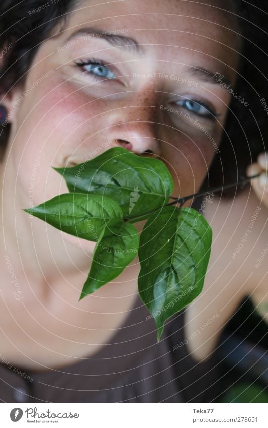 Natu(ü)rlich Mensch feminin Junge Frau Jugendliche Erwachsene 1 18-30 Jahre Natur Pflanze Blatt Grünpflanze ästhetisch authentisch einfach Glück Sauberkeit