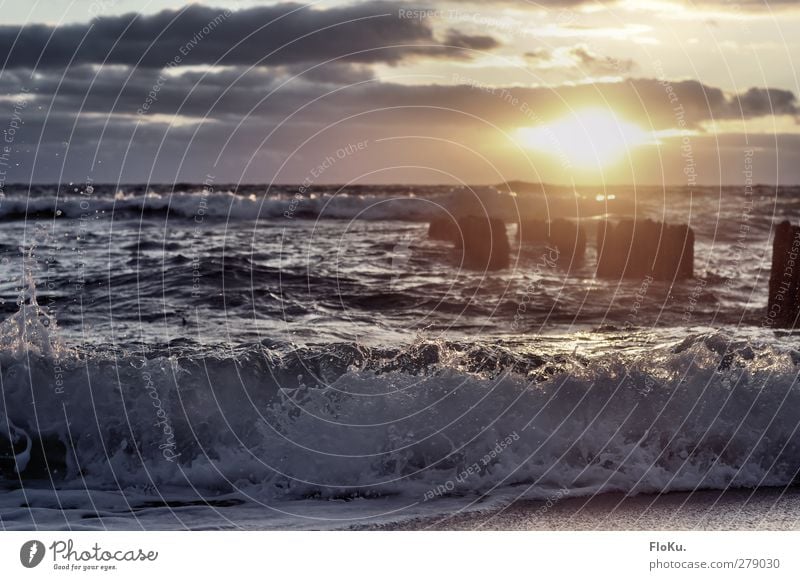 nordische Brandung Ferien & Urlaub & Reisen Ferne Freiheit Strand Meer Wellen Umwelt Natur Urelemente Himmel Wolken Sonne Sonnenaufgang Sonnenuntergang Küste