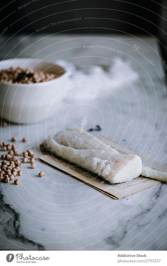 Zutaten für die Zubereitung von vigil potaje dish kochen & garen Ragout Wache regenarm roh Innenaufnahme Zusammensetzung Rezept frisch Marmor Kreativität Design