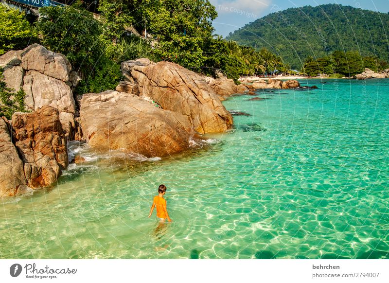 sehnsucht traumhaft Himmel Sehnsucht genießen Ruhe exotisch träumen Strand Natur Küste Ausflug Wellen Meer außergewöhnlich Licht fantastisch Abenteuer