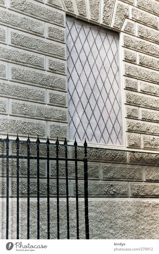 Graustufen Gebäude Fassade Fenster modern Stadt grau ästhetisch Stil Gitternetz Metallzaun Linie Farbfoto Außenaufnahme Muster Strukturen & Formen Tag