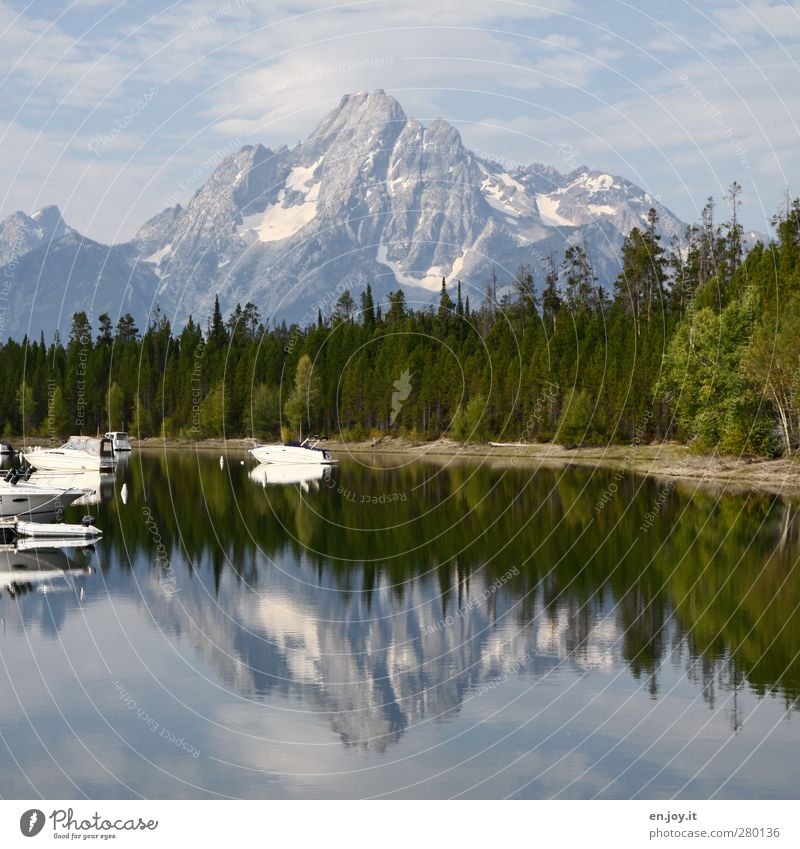 Colter Bay Marina - Grand Teton ruhig Ferien & Urlaub & Reisen Berge u. Gebirge Wassersport Natur Landschaft Gipfel Schneebedeckte Gipfel Küste Seeufer Bucht